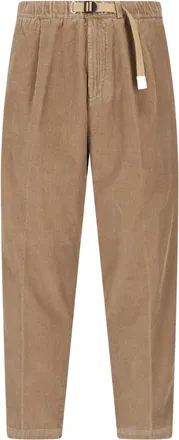 White Sand Light Brown Adjustable-Waist Corduroy Straight-Leg Pants