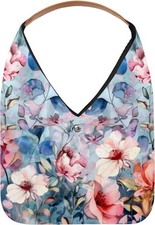 Generic Watercolor Flowers Painting Reusable Lightweight Grocery Bags - Foldable Into Compact Pouch, Washable & Sturdy, Multipurpose for Shopping and Travel