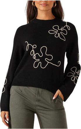 Object Zwarte Viscose Pullover voor Vrouwen - Dames - Ronde hals truien - Zwart - S - Wol - Truien & Vesten