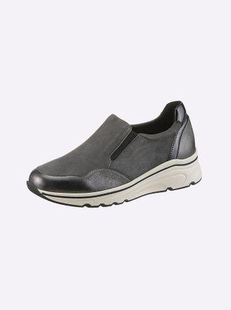 Heine Slipper HEINE, Damen, Gr. 38, grau, Glattleder, Leder, Synthetik, Veloursleder, Schuhe Slipper