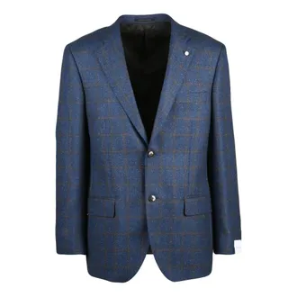 Luigi Bianchi Mantova Jassen, Heren, Blauw, L, Wol, Giacca Stondata