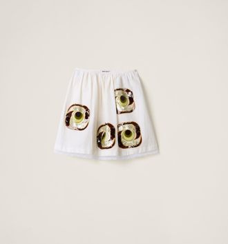 Miu Miu Embroidered Poplin Skirt, Woman, White, Size 42