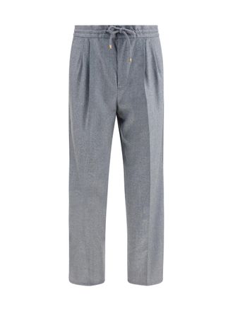 Brunello Cucinelli Mens Virgin Wool Trousers Medium Grey Fleece (ovis Aries)