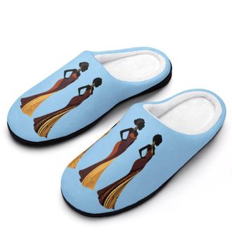 Generic African U.S Women Womens Slippers Warm House Slippers Indoor House Shoes with Anti-Skid Rubber Sole