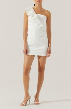 ASTR the Label Camila Ruffle Detail One-Shoulder Minidress in White at Nordstrom Rack, Size Medium