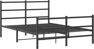 vidaXL Vidaxl - Metal Bed Frame without Mattress with Footboard Black 140x190cm