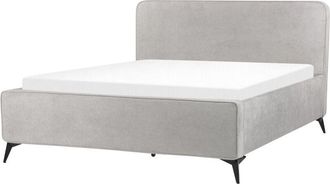 Beliani Beliani - Letto Tessuto Gambe in Metallo Per Camera da letto 160 x 200 cm Grigio Chiaro Valognes
