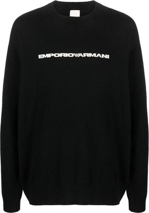 Emporio Armani Blackwhite logo-print crew-neck jumper