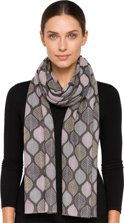 World of Shawls Tree Leaves Print Women Scarf Shawl Wrap Ladies Long Wrap (Silver)