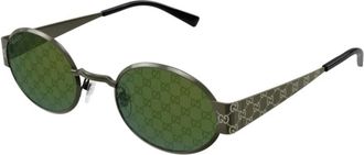 Gucci Ronde Zonnebril - unisex - Zonnebrillen - Groen - 51 MM - Nylon - Accessoires