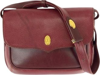 Cartier Pre-owned Cross Body Bags, female, Red, Size: ONE SIZE Pre-owned Must Line Leather Shoulder Bag