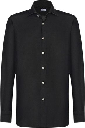 Kiton Denim overhemd met sportieve allure - Heren - Spijkeroverhemden - Zwart - 2XL - Denim - Overhemden