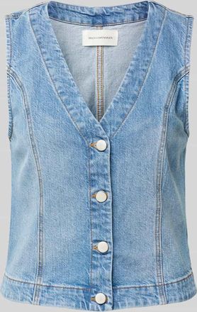 Moss Copenhagen Jeansweste mit V-Ausschnitt Modell Eli Ada in Jeansblau, Gr&ouml;&szlig;e XS