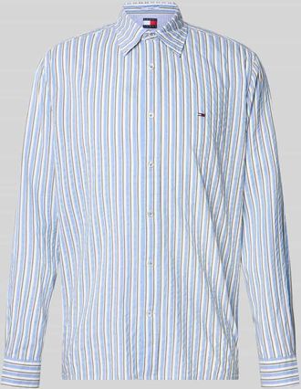 Tommy Jeans Relaxed Fit Freizeithemd aus Baumwoll-Modal-Mix in Blau, Gr&ouml;&szlig;e XXL