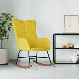 vidaXL Silla Mecedora De Terciopelo Amarillo Mostaza Vidaxl