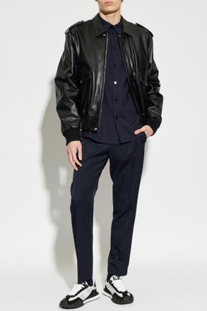 Dolce & Gabbana Wool Shirt With Pockets, Mens, Navy Blue