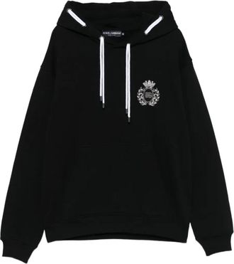Dolce & Gabbana Zwarte hoodie met klassiek ontwerp - Heren - Hoodies - Zwart - M - Katoen - Hoodies & sweatvesten