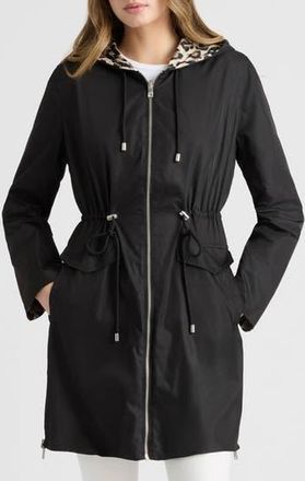 Ellen Tracy Reversible Coat in Black/Leoaprd at Nordstrom Rack, Size X-Small