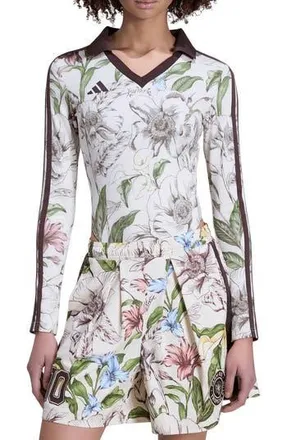 adidas x FARM Rio Floral Long Sleeve Bodysuit in Ecru/Brown/Multicolor at Nordstrom Rack, Size Medium