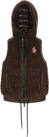 Moncler Bruine donsjas met polyamide voering - Dames - Bodywarmers - Bruin - S - Polyester - Jassen