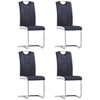 vidaXL Vidaxl - Sillas De Comedor Voladizas 4 Unidades Cuero Sint&eacute;tico Negro
