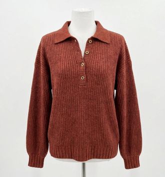 Faherty Miramar Linen Relaxed Polo Sweater In Smoked Paprika