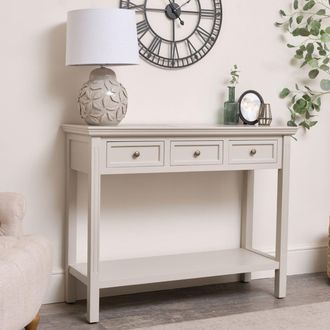 Melody Maison Large 3 Drawer Sideboard Console Table - Daventry Taupe-Grey Range in Taupe