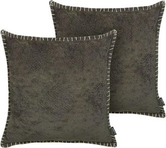 Beliani Beliani - Conjunto De Cojines Decorativos Patr&oacute;n Geom&eacute;trico Gris 45 X 45 Cm Decoraci&oacute;n Glamour Vintage Melur