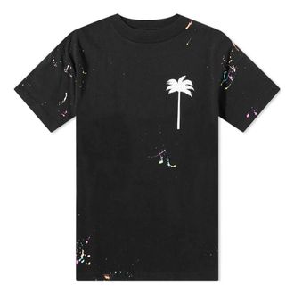Palm Angels PXP Painted Classic Tee Black White PMAA001S22JER0031001
