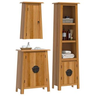 Berkfield Home Beautiful 3 Piece Bathroom Furniture Set Solid Wood Pine in Brown