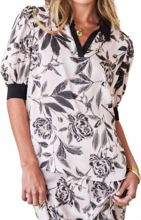 Current Air Floral Print Blouse In Black/white