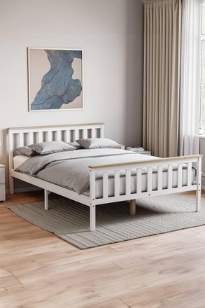 Home Discount Vida Designs Milan Wooden Bed High Foot with Memory Foam Mattress | Size: Double