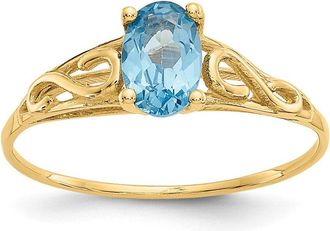 Diamond2Deal 14k Yellow Gold Blue Zircon Ring