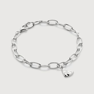 Monica Vinader Sterling Silver Heart Charm Bracelet