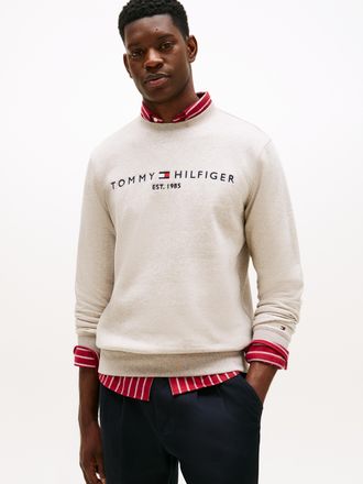 Tommy Hilfiger TOMMY LOGO SWEATSHIRT mit Rundhals und Stickerei, unifarben, casual, regular fit, Baumwollmix, Rundhals