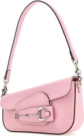 Gucci Womens Horsebit 1955 Shoulder Bag Pink Fabric