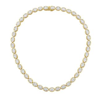 Diana M. Jewels 14kt Yellow Gold 50cts lab grown East-West Oval Diamond Bezel tennis necklace