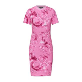 Versace Jeans Couture Short Dresses, female, Pink, Size: XS Barocco Pattern Dress