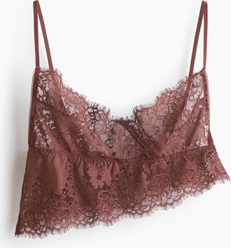H&M Asymmetrisches Bralette aus Spitze - Dunkles Mattrosa