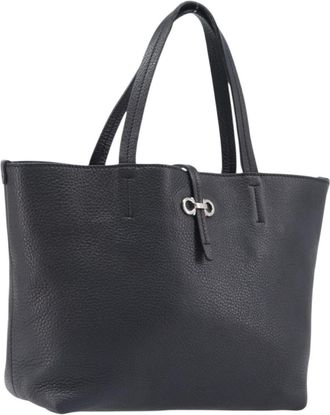 Ferragamo Gancini Leather Black Leather Handbag (Pre-Owned)