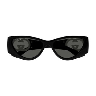 Gucci GG1824S001 Cat-Eye with Stone Detailing Sunglasses - Black