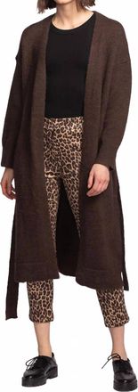 Pink Martini Kiki Long Knit Cardigan In Brown