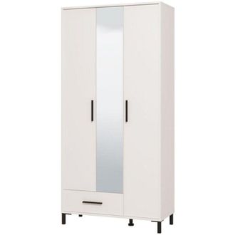 Dmora Guardaroba Grande Cimitile, Armadio Camera da Letto 6 Ripiani, un Cassetto, Appendiabiti, 93x192.5h cm Bianco Opaco
