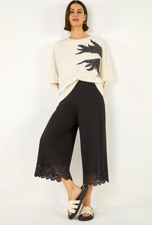 Roman Laser Cut Wide Leg Trouser