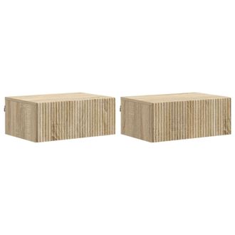 vidaXL Mesita De Noche De Pared 2 Pcs Roble Sonoma 49 X 34,5 X 20 Cm Vidaxl