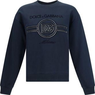 Dolce & Gabbana Mens Crew Neck Sweatshirt - Dark Blue Cotton - Size EU 54 (Mens)