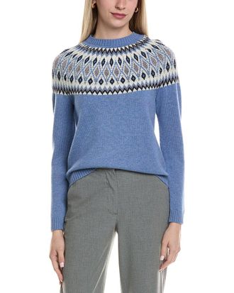 Sofiacashmere Sofiacashmere Fairisle Crewneck Wool & Cashmere-Blend Sweater