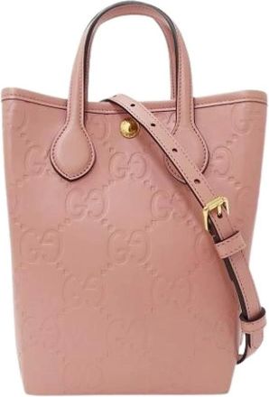 Gucci Pre-owned Vintage GG Leder Schoudertas - Dames - Vintage Shopper - Roze - ONE Size - Leer - Vintage