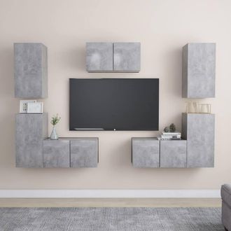 Berkfield Home 7 Piece TV Cabinet Set Concrete Grey Engineered Wood