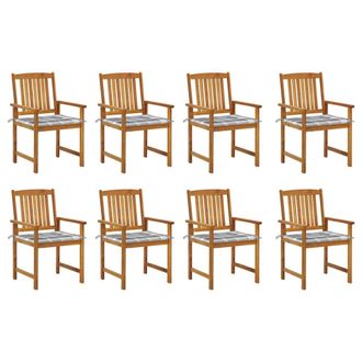 vidaXL Sedie Da Giardino Con Cuscini 8 Pz In Legno Massello Di Acacia Vidaxl